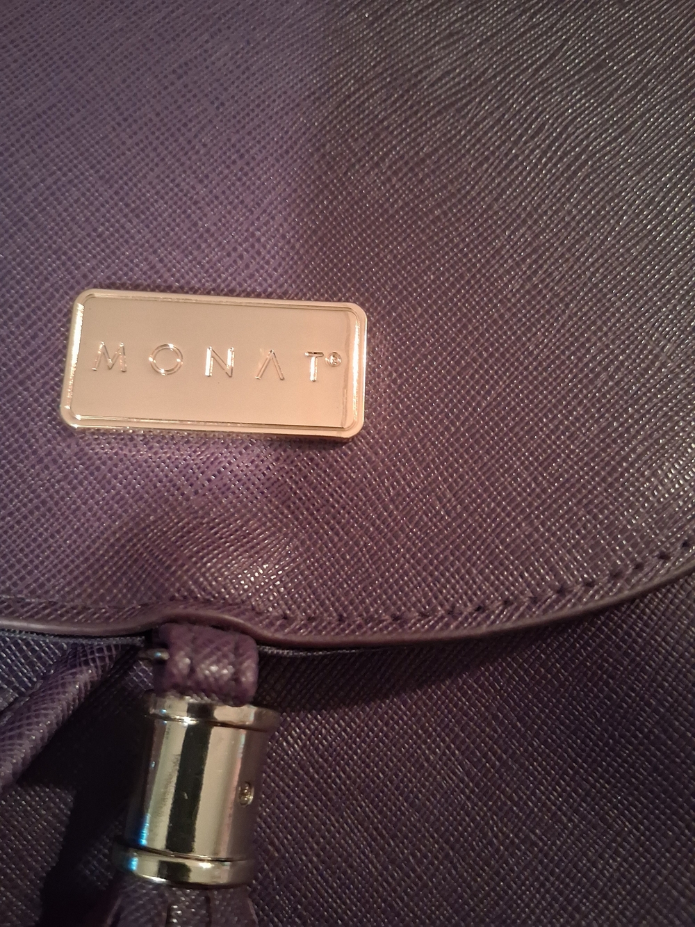 MONAT Purple Book Bag/hand Bag with Gold Accent